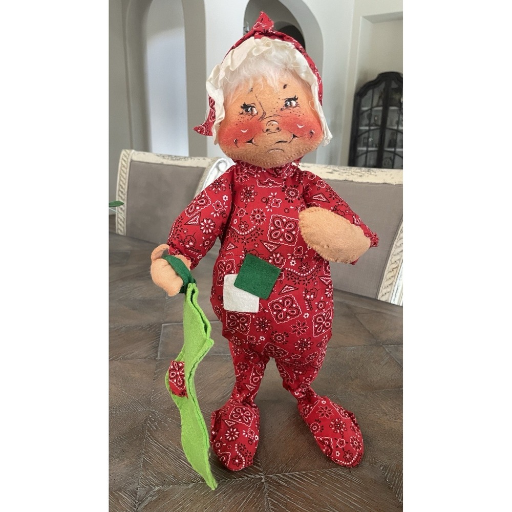 Vtg 1971 Annalee Mobilitee Pajama PJ Kid Doll w/Christmas Stocking Poseable 18"